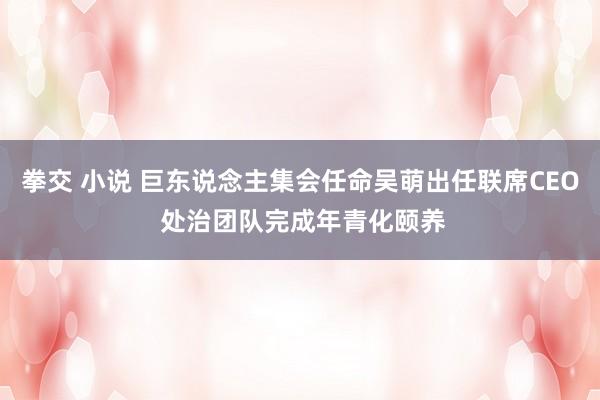 拳交 小说 巨东说念主集会任命吴萌出任联席CEO 处治团队完成年青化颐养