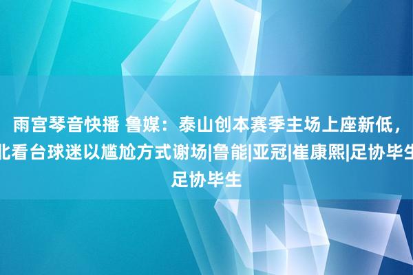 雨宫琴音快播 鲁媒：泰山创本赛季主场上座新低，北看台球迷以尴尬方式谢场|鲁能|亚冠|崔康熙|足协毕生